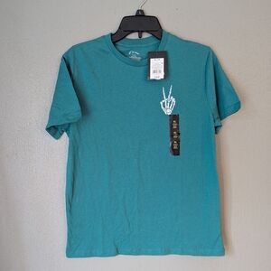 Art Class Teal Skeleton Peace Sign Tee XL(14)